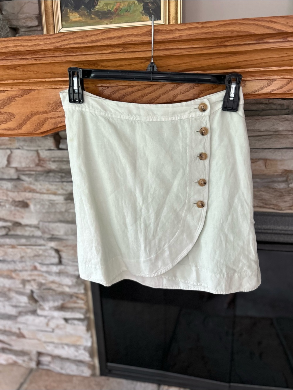 Madewell mint green Wrap-Style Mini Skirt with Wooden Buttons